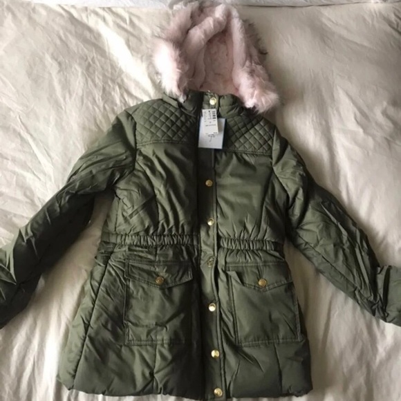 Girls Justice pufer Coat Jacket size 12//14 olive color